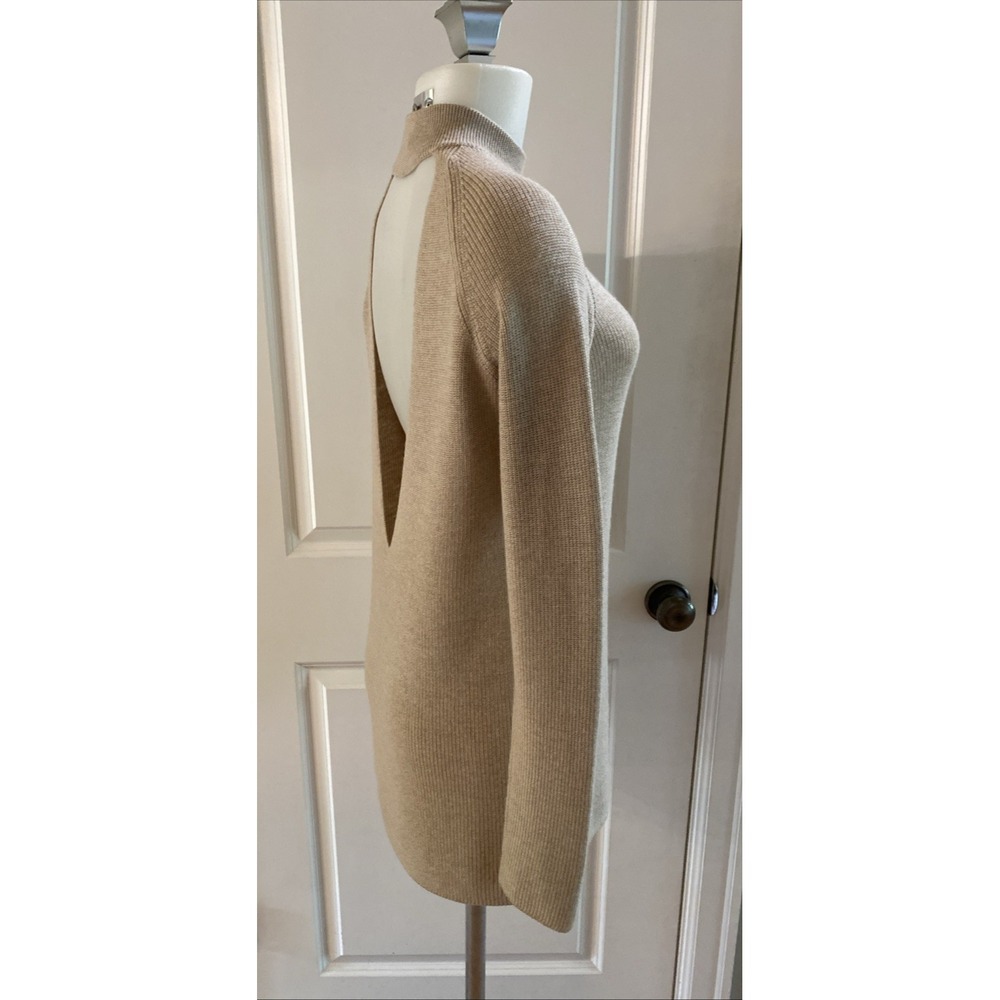 Aritzia Wilfred Gallet Open Back Sweater Size Medium Mock Camel 100% Wool Knit
